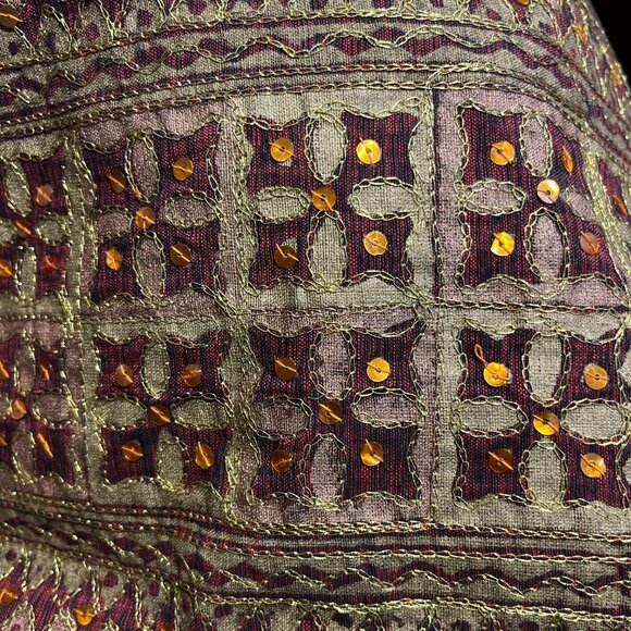 INDIAN Women's MEDIUM PANT SUIT w GORGEOUS GOLD GLITTER SPARKLE TRIM -LIKE NEW - Picture 2 of 11